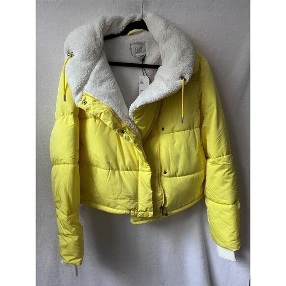 Urban‎ Outfitters Puffer Jacket Women's BDG Coldcontrol Sherpa Yellow Large - Picture 3 of 12